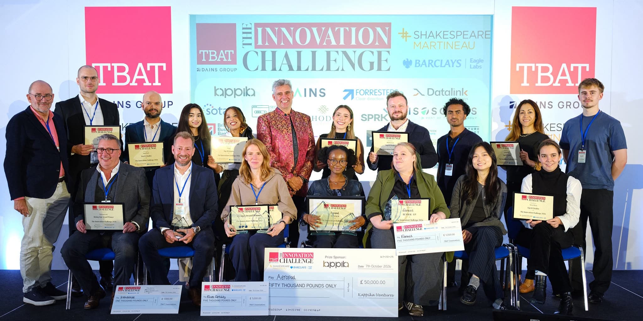 Participants at the TBAT Innovation Challenge 2026 posing together with certificates and awards.